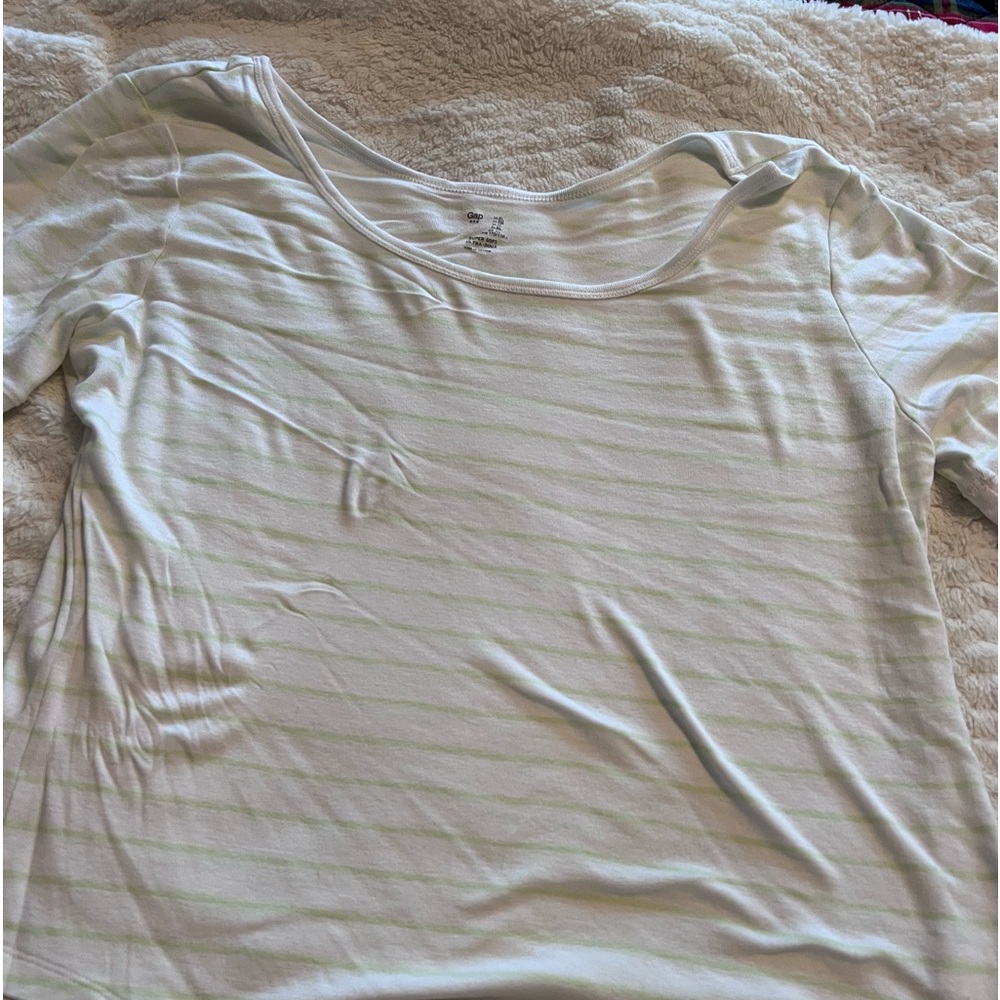 Women’s white with lime green stripe boat neck size xl